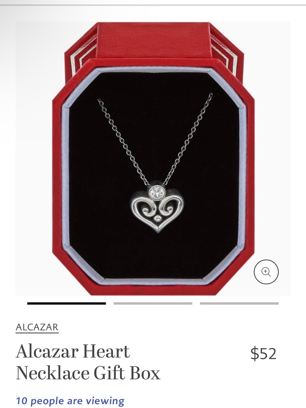 Brighton Silver Heart Pendant Necklace with Red Box